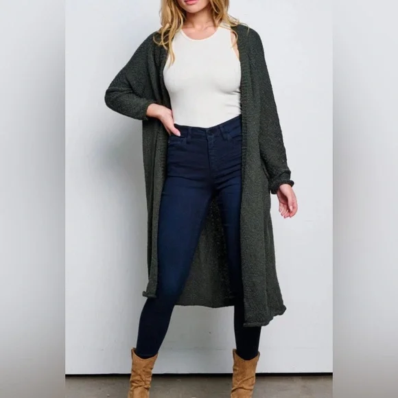 "NWT Tres Chic Women's Open Front Oversized Long Sleeve Cardigan" - Picture 2 of 4